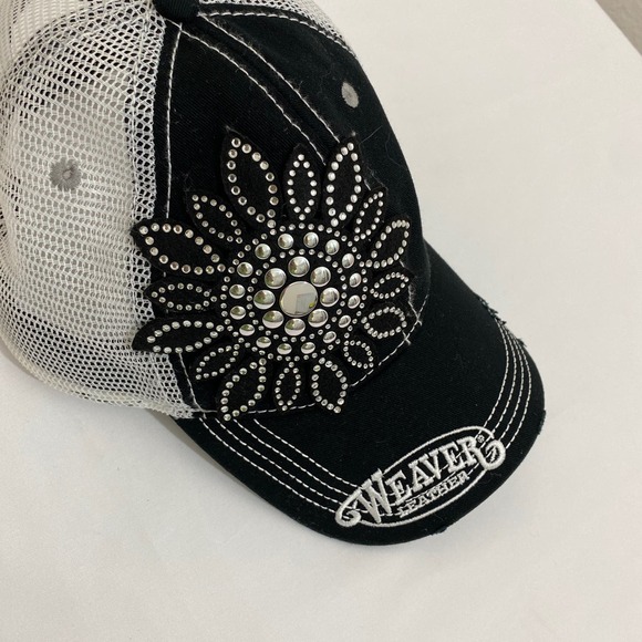 Weaver Leather black Embellished Embroidered Floral Cap Adjustable Cap America - Picture 4 of 8